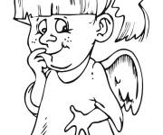 Coloriage Ange de noel avec des petites ailes