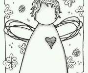 Coloriage et dessins gratuit Ange de Noel avec des simple ailes &agrave; motifs à imprimer