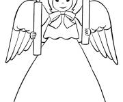 Coloriage Ange de Noel avec deux bougies