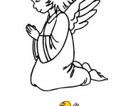 Coloriage Ange de Noel avec mod&egrave;le en couleur