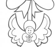 Coloriage et dessins gratuit Ange de noel avec sapin d&eacute;coration imprimable à imprimer