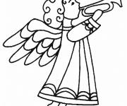 Coloriage Ange De Noel avec trompette