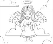 Coloriage Ange de Noel avec un c&oelig;ur d'amour
