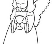 Coloriage Ange de Noel avec un ver