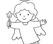 Coloriage Ange de No&euml;l avec une baguette magique