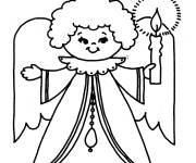 Coloriage Ange de noel avec une bougie allum&eacute;e