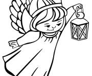 Coloriage Ange de noel avec une lampe de poche