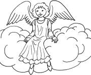Coloriage Ange de noel c&eacute;leste sur un nuage