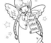 Coloriage Ange De Noel chanteuse
