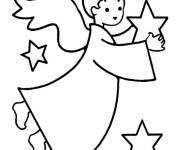 Coloriage et dessins gratuit Ange de Noel collectant des &eacute;toiles simple à imprimer