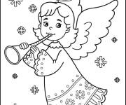 Coloriage Ange de Noel en chantant &agrave; motifs