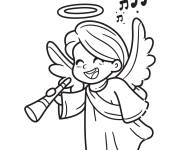 Coloriage Ange de Noel en chantant la nuit