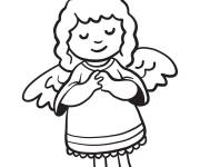 Coloriage Ange de No&euml;l en pri&egrave;re
