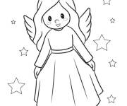Coloriage et dessins gratuit Ange de Noel en tout charme en volant à imprimer