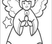 Coloriage et dessins gratuit Ange de noel en toute beaut&eacute; avec une bougie dans les mains à imprimer