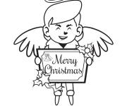Coloriage Ange de No&euml;l et carte de joyeux noel
