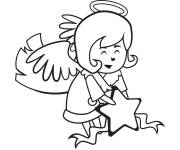 Coloriage Ange de No&euml;l et la d&eacute;coration pour la saison
