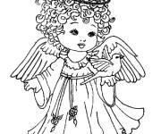 Coloriage et dessins gratuit Ange de noel et pigeon à imprimer