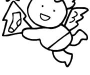 Coloriage et dessins gratuit Ange de Noel facile a colorier à imprimer