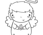 Coloriage Ange de No&euml;l kawaii