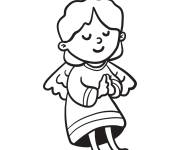 Coloriage Ange de No&euml;l pendant la pri&egrave;re