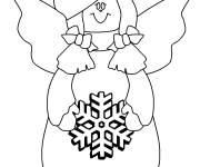 Coloriage Ange de Noel portant le chapeau de Noel