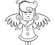 Coloriage Ange de Noel portant un joli manteau
