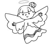 Coloriage Ange de No&euml;l portant une jolie robe