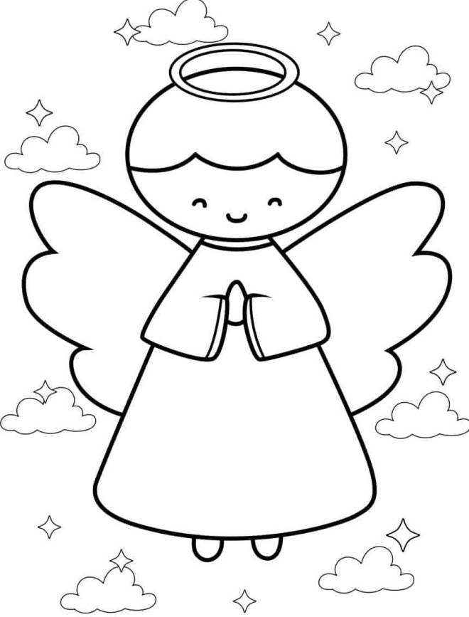 Coloriage Ange De Noel gratuit à imprimer