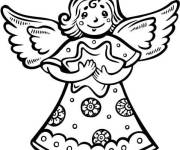 Coloriage Ange de Noel qui tient une jolie &eacute;toile