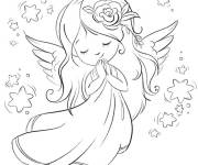 Coloriage et dessins gratuit Ange de Noel r&eacute;flexive à imprimer