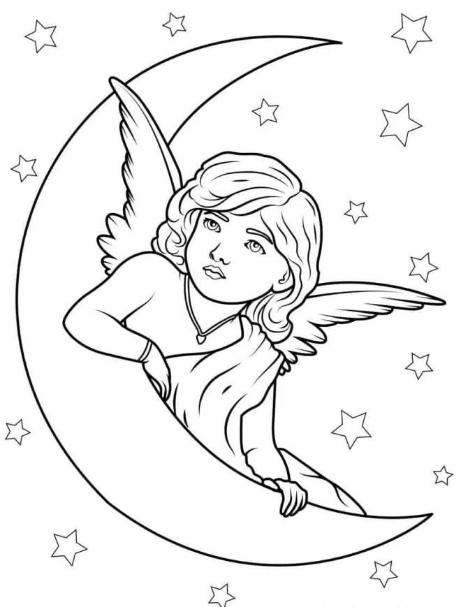Coloriage Ange De Noel gratuit à imprimer