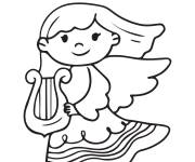 Coloriage Ange de No&euml;l souriante