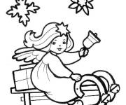 Coloriage Ange de Noel sur traineau
