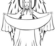 Coloriage Ange de Noel sur une carte de v&oelig;ux facile