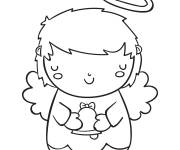 Coloriage Ange de No&euml;l tenant une clochette