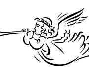 Coloriage Ange gar&ccedil;on jouant de la tromp&egrave;te en emoji