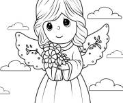 Coloriage Ange mignon Kawaii pour le Noel