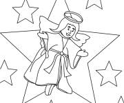 Coloriage Ange noel avec arri&egrave;re de plan en &eacute;toiles
