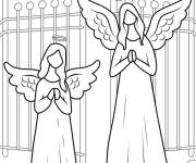 Coloriage Anges de Noel au paradis