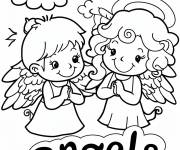 Coloriage Anges de Noel &eacute;tiquet&eacute;s