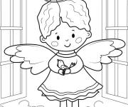 Coloriage Aper&ccedil;u d'un petit ange de Noel mignon