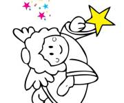 Coloriage Attirante petite fille ange de Noel