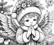 Coloriage et dessins gratuit B&eacute;b&eacute; ange de Noel &agrave; t&eacute;l&eacute;charger sur ordinateur à imprimer