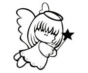 Coloriage et dessins gratuit B&eacute;b&eacute; ange de noel pour enfants à imprimer