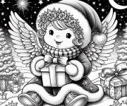 Coloriage B&eacute;b&eacute; ange de Noel rigolo