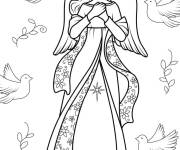 Coloriage Belle Ange de Noel avec des colombes