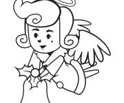 Coloriage C'est la saison des vacances et l'ange de No&euml;l apporte la clochet