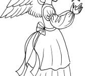 Coloriage Charmante ange de Noel prot&eacute;geant une &eacute;toile
