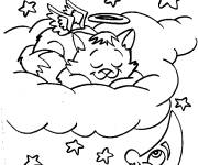 Coloriage Chat mignon comme ange de Noel